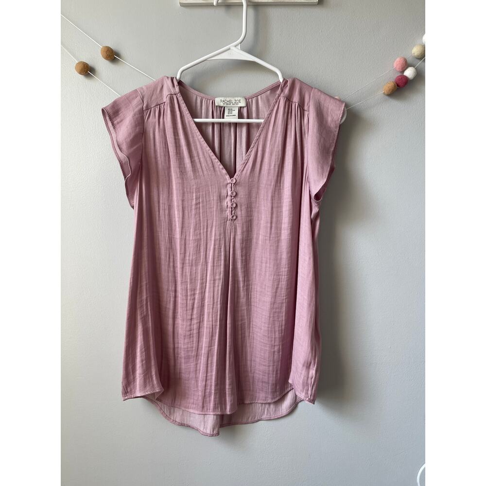 Rachel Zoe Dusty Rose Cap Sleeve V-Neck Blouse
